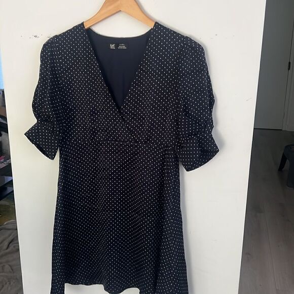 Like New Zara Polk at dots navy blue mini dress M - Picture 3 of 8